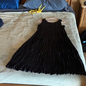 Eileen Fisher Black Pleated Midi Dress